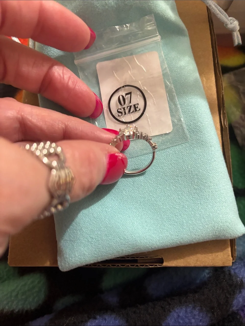 Sparkling Silver Moissanite Diamond Ring - Size 7